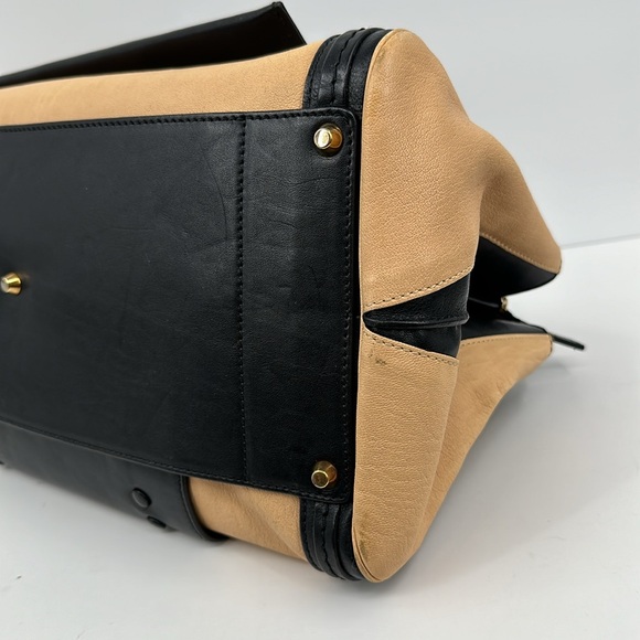 Authenticated Chloe 2 Way Alice Large Handbag - Tan/Black - Picture 10 of 16